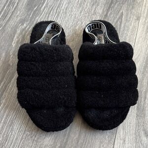 UGG Black Plush Slide Slippers